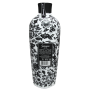 Gin generous bouteille avec des feuilles et fleurs noirs et blanches