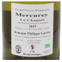 Mercurey blanc Chagnée biodynamie 2019 Philippe Garrey